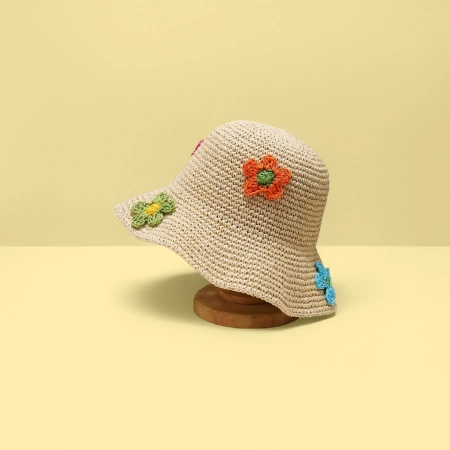 Woven floral straw hat, summer sun protection hat, women's fashionable vacation straw hat Woven floral straw hat, summer sun protection hat, women's fashionable vacation straw hat